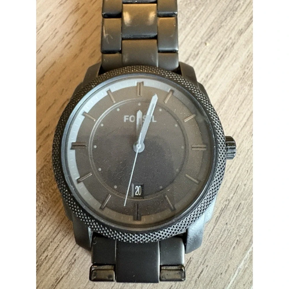 Fossil Men's FS4705 Stainless Steel Analog Grey Dial Watch New Battery See Notes